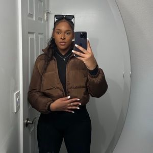 Solid neck slant pockets winter coat